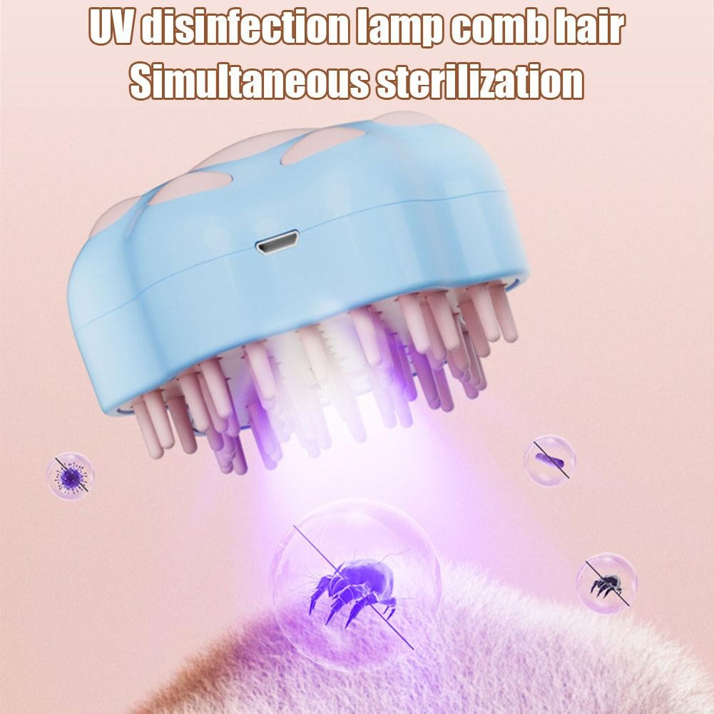 Electric Steam Spray Pet Brush - USB Rechargeable Grooming Comb with UV Cleaning