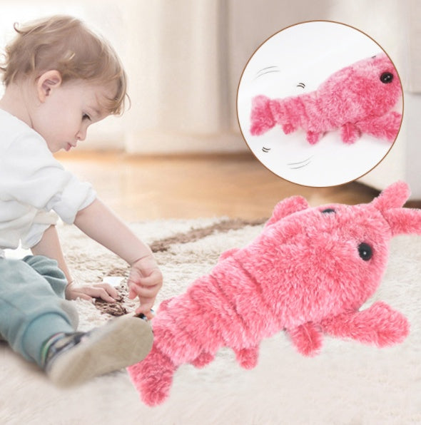 Electric Jumping Shrimp Cat Toy - USB Rechargeable Interactive Plush Lobster