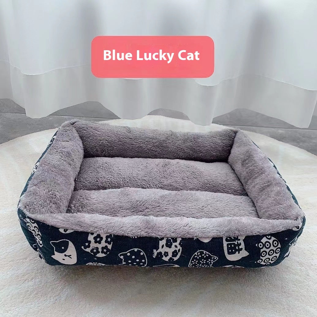 Premium Linen Pet Bed - Breathable Natural Fabric Cushion for Dogs & Cats