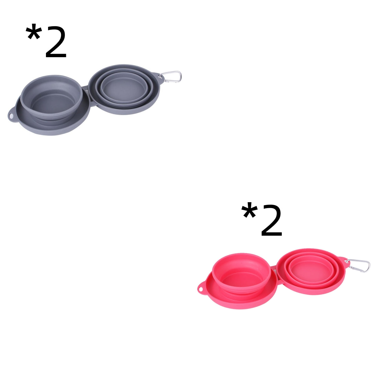 Collapsible Double Pet Bowl - Portable Silicone Travel Food & Water Bowls with Mat