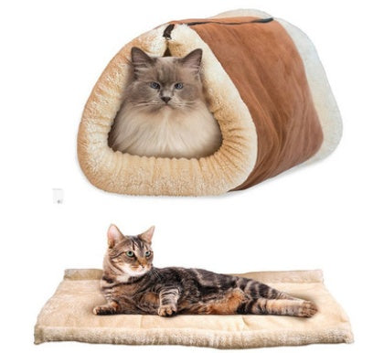 Cat Tunnel Sleeping Bag - Crinkle Sound Bed & Play Tunnel 2-in-1