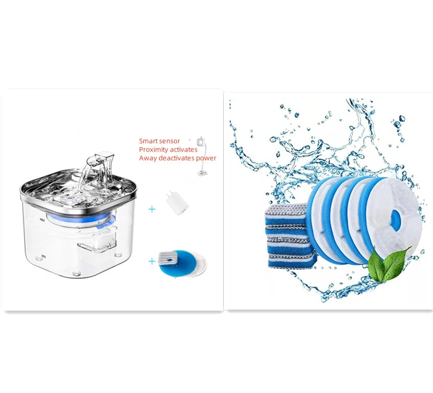 Stainless Steel Pet Water Fountain - 2L Automatic Circulation Dispenser for Cats & Dogs