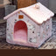 Foldable Dog House & Cat Bed - Warm Enclosed Cave Pet Bed with Removable Cushion
