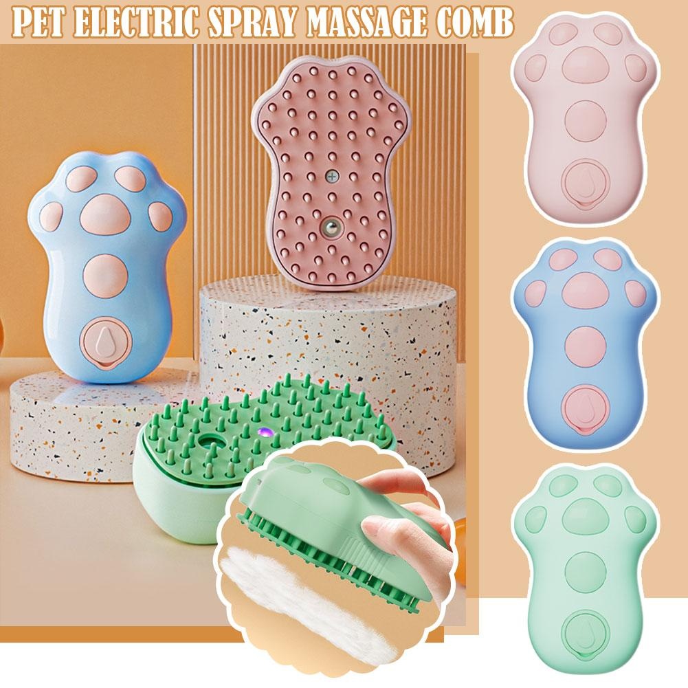 Electric Steam Spray Pet Brush - USB Rechargeable Grooming Comb with UV Cleaning