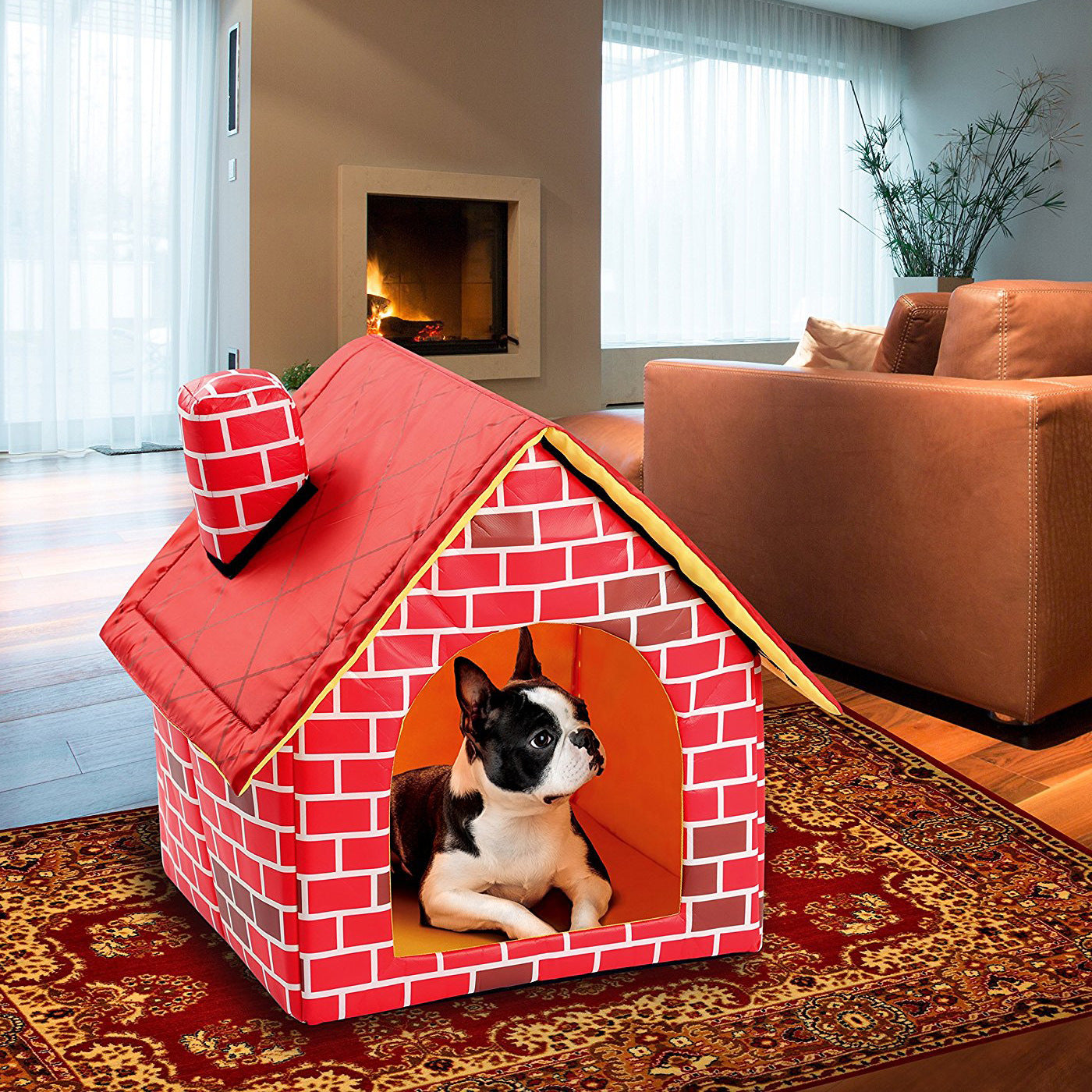 Enclosed Cat Litter Box - Chimney Villa Design with Privacy & Odor Control