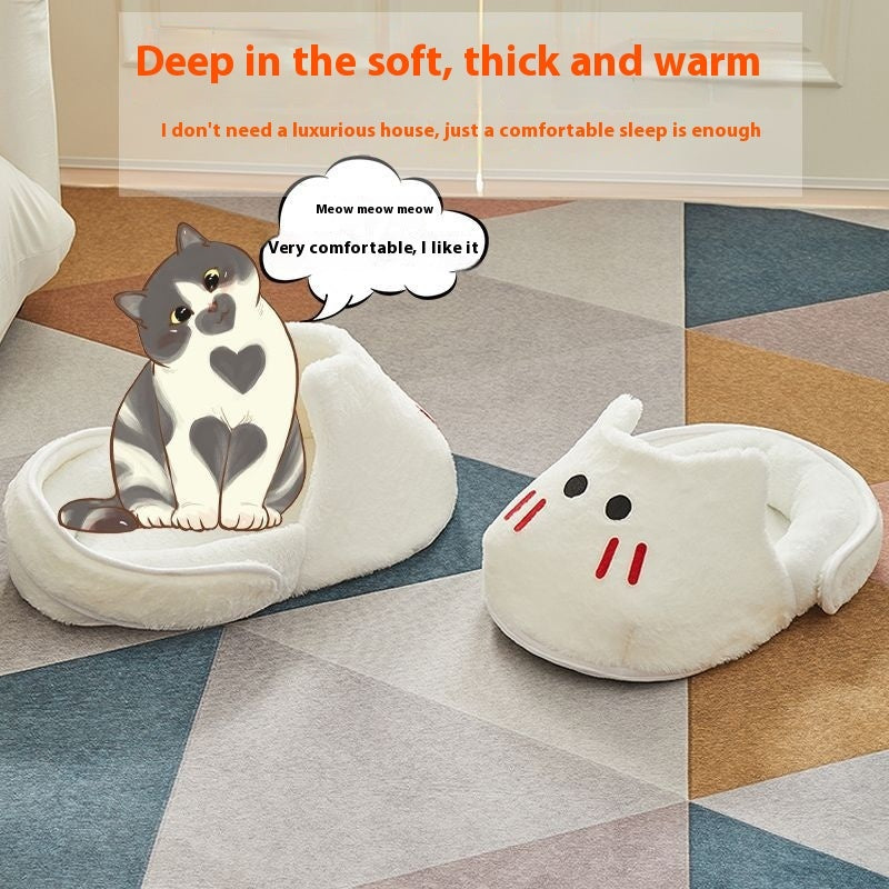 Four Seasons Cat Bed - Year-Round Comfort Nest with Rabbit Slipper Design