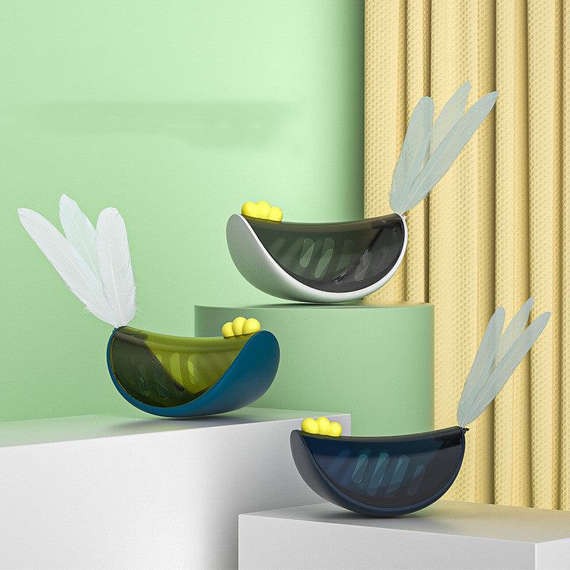 Interactive Cat Tumbler Toy - IQ Stimulation & Self-Play Wobble Toy with Feather