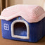 Foldable Dog House & Cat Bed - Warm Enclosed Cave Pet Bed with Removable Cushion