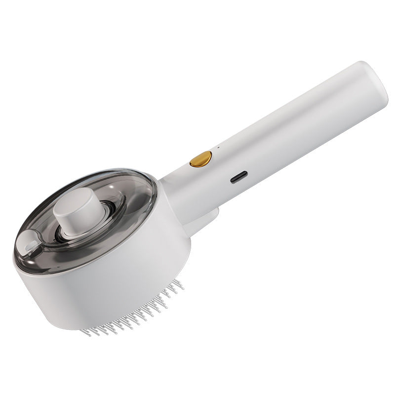 White grooming brush with bristles on a white background