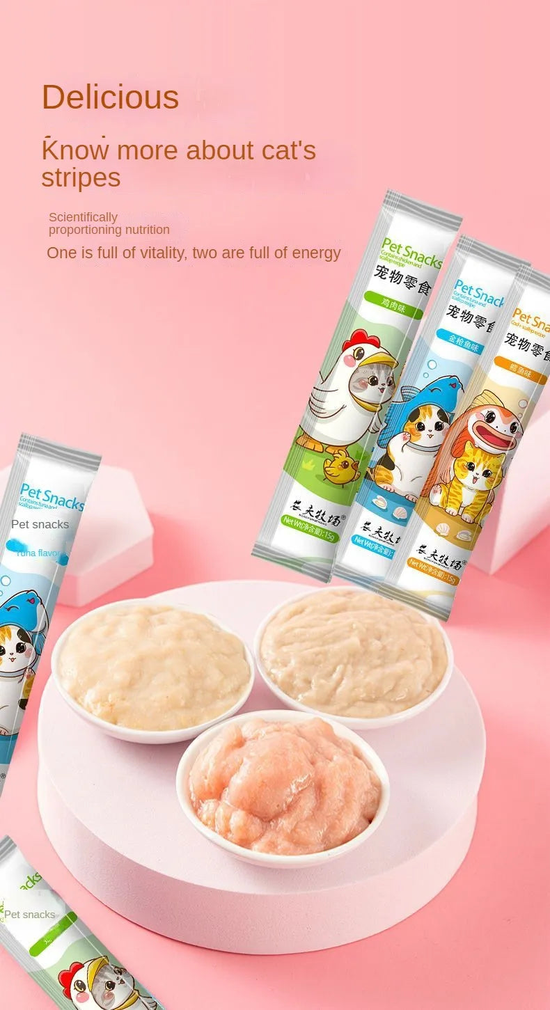 Pet kitten snacks cat strips nutritional paste cat food dried fish salmon tuna fattening kitten adult cat canned food
