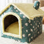 Foldable Dog House & Cat Bed - Warm Enclosed Cave Pet Bed with Removable Cushion