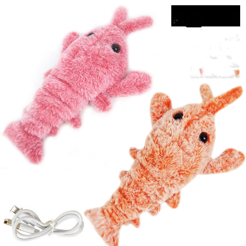 Electric Jumping Shrimp Cat Toy - USB Rechargeable Interactive Plush Lobster