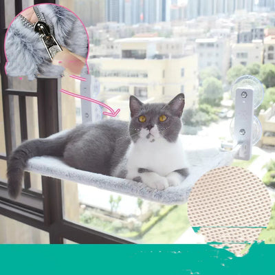 Cat Window Hammock - Suction Cup Perch Bed for Sunny Naps & Bird Watching
