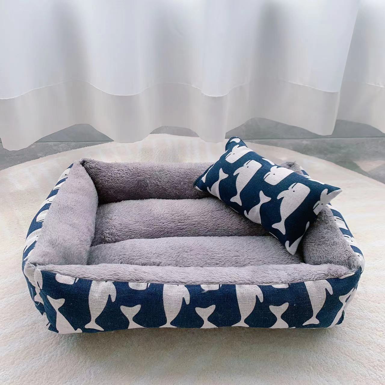 Premium Linen Pet Bed - Breathable Natural Fabric Cushion for Dogs & Cats
