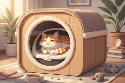 Enclosed Cat Litter Box - Chimney Villa Design with Privacy & Odor Control